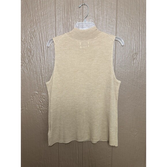 Halston Turtle Neck Beige Rank Top Sweater 100% Merino Wool Size XL Warm Cozy - Picture 4 of 4